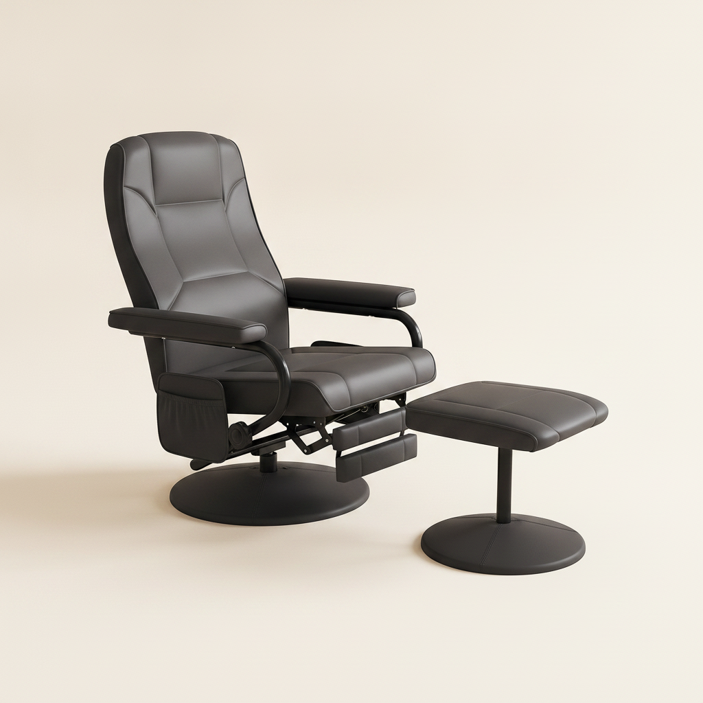 Fauteuil Relax Pivotant avec Repose-pieds - Noir