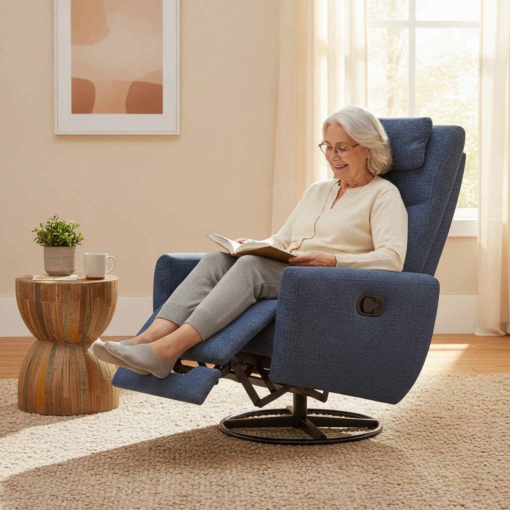 Fauteuil Relax Chenille Pivotant – Confort Premium